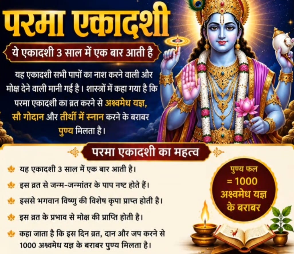 ।।परमा एकादशी का महत्त्व।।नाड़ीवैद्य पंडित डॉ.नागेंद्र नारायण शर्मा